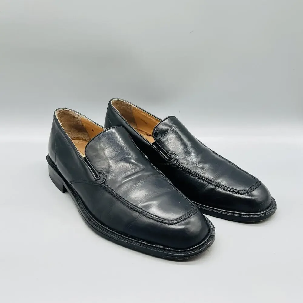 Florsheim Shoes Mens 8 Black Leather Imperial Loafers Slip On Dress Made USA